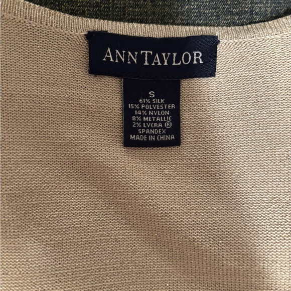 Ann Taylor Metallic Beige Knit Top - Picture 2 of 5